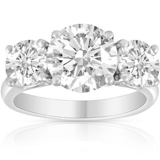 Pompeii3 5Ct Three Stone Moissanite Ring 10k White Gold