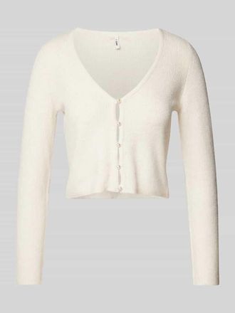 Only Cropped Strickjacke mit Perlenkn&ouml;pfen Modell RICA in Offwhite, Gr&ouml;&szlig;e XL