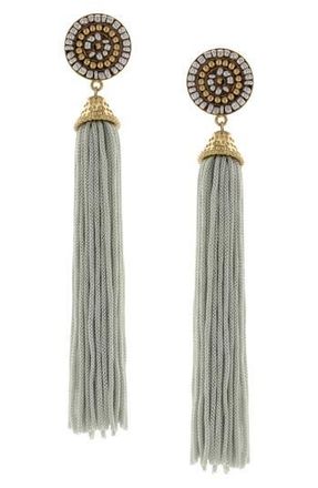 Olivia Welles Cloudy Skies Tassel Earrings in Gold /Grey at Nordstrom Rack
