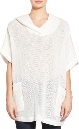 James Perse Ivory Mesh Knit Hooded Top Size M
