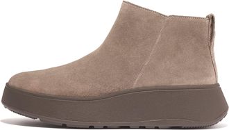 FitFlop Dames Fit Flop F-Mode Suede Flatform Enkellaars met rits in Grijs