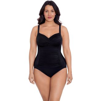 Trimshaper Averi Sweetheart Neckline One-Piece Control Swimsuit in Black at Nordstrom, Size 12