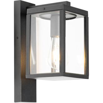 QAZQA Industrial Linterna De Pared Exterior Inteligente Negra Ip44 Con Wifi St64 - Charlois Aluminio /vidrio Rectangular Adecuado Para Led Max. 1 X 4.5 Watt