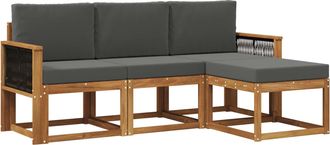 vidaXL Conjunto De Sof&aacute;s De Exterior 4 Uds. Natural Y Antracita Vidaxl