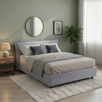 Dmora Cama Estilo Franc&eacute;s Bronte, Desenfundable, Con Caj&oacute;n, Hecha En Italia, Colch&oacute;n 120x190 Cm, Gris