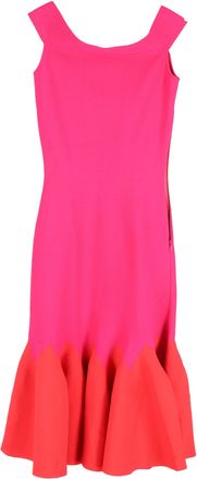Alexander McQueen Alexander McQueen Jaccquard gebreide midi off-shoulder jurk in roze viscose