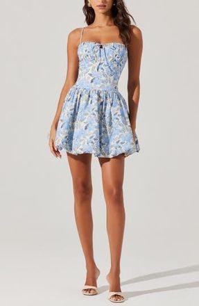 ASTR the Label Larissa Floral Print Minidress in Blue Floral at Nordstrom Rack, Size Large