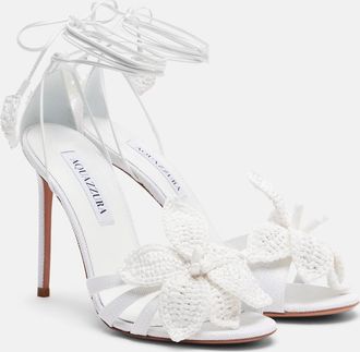 Aquazzura Calypso leather-trimmed raffia sandals