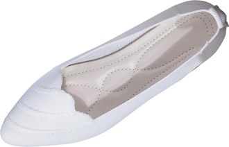 Generic Slip On Shoes Women Knit Casual Pumps Pointed Toe Classic Breathable Lightweight Comfortable Ballet Flats Suitable for Work Office Business White