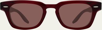 Barton Perreira Mens Keyhole-Bridge Acetate Rectangle Sunglasses