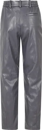 Herno Gray Straight-Leg Back Elastic Faux-Leather Pants