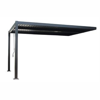 Concept Usine P&eacute;rgola bioclim&aacute;tica adosada de 4 x 3 m en aluminio negro