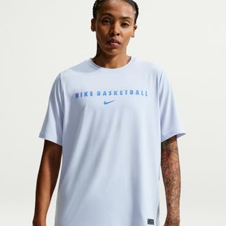 Nike Womens Dri-FIT Short-Sleeve Warm-Up Basketball Top in Blue | IO1361-407