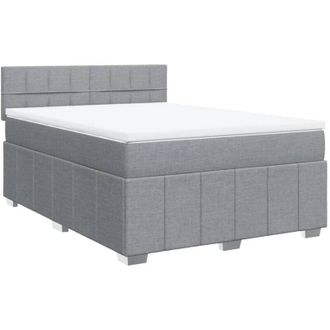 vidaXL Cama Box Spring Con Colch&oacute;n Tela Gris Claro 140x190 Cm Vidaxl