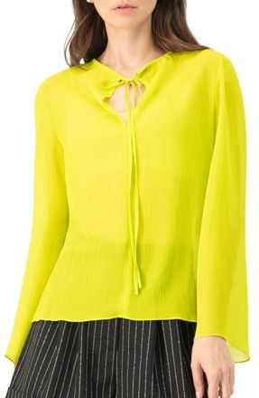 Ivonne Long Sleeve V-Neck Tunic Blouse in Light Green at Nordstrom, Size 14