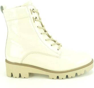 Gabor Elegante Enkellaars met Kant - Dames - Veterlaarzen - Beige - 38 1/2 EU - Leer - Schoenen