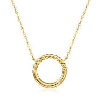 RS Pure by Ross-Simons Italian 14kt Yellow Gold Half-Beaded Circle Necklace