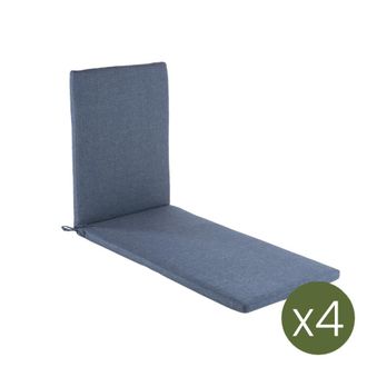 ED&Egrave;N JARD&Iacute; Pack de 4 cojines para tumbona olefin azul 196x60x5 cm