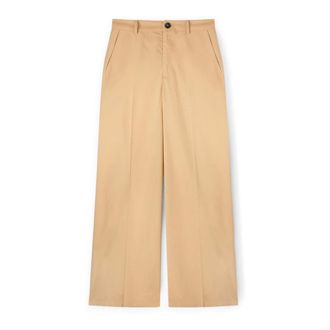 Motivi Pantalones anchos de algod&oacute;n - Trousers - Mujer - Beige - 2XS