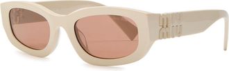 Miu Miu Narrow Rectangle-frame Sunglasses - Cream - One Size