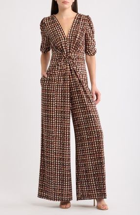 Vince Camuto Twist Front Wide Leg Jumpsuit in Brown at Nordstrom, Size X-Large