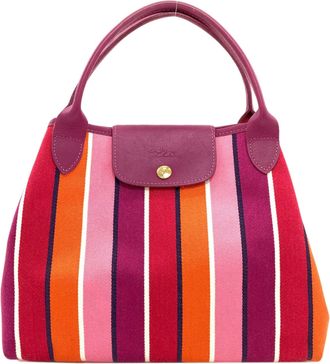 Longchamp Orange Pink Purple Canvas Tote Bag (Pre-Owned)