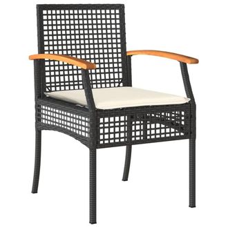 Berkfield Home Beautiful 5 Piece Garden Dining Set with Cushions Black Poly Rattan