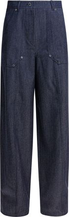 Max Mara Womens Denim-effect Wool Pants - Dark Grey - Size EU 42 (Womens)