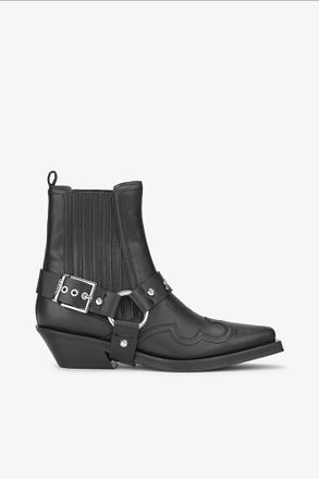 Ganni Black Low Cut Western Chelsea Boots - Size 5 Recycled Leather