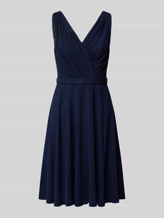 Troyden Collection Cocktailkleid mit V-Ausschnitt in Dunkelblau, Gr&ouml;&szlig;e 36