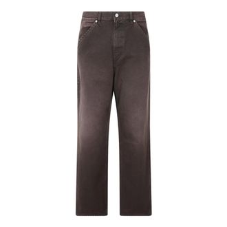 Marni Wide Jeans, male, Brown, Size: M Logo-patch Pocket Jeans