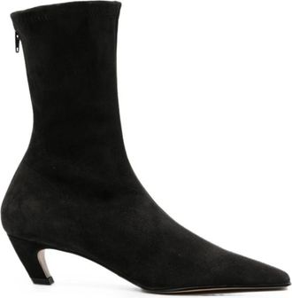 Khaite Black Suede Boots