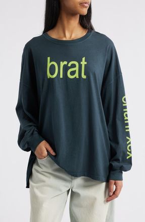 Daydreamer Charli Long Sleeve Cotton T-Shirt in Vintage Black at Nordstrom