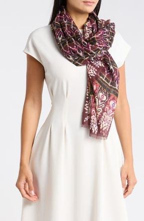 Longchamp Ikat Print Scarf in Burgundy at Nordstrom Rack