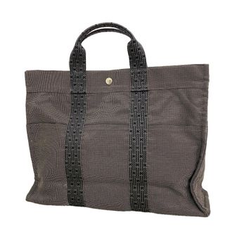 Herm&egrave;s Gray Canvas Tote Bag (Pre-Owned)