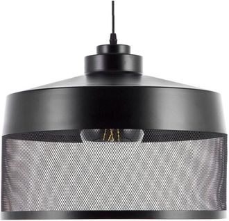 Beliani Lampadario con Paralume Tondo in Metallo Nero Effetto Rete Industriale Cardener