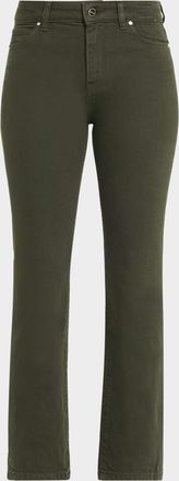 Kiton Cropped Straight-Leg Green Jeans