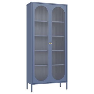 Happy Garden Armario de metal azul gris y vidrio 180cm