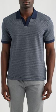 BOSS Pye Johnny Collar Polo in Dark Blue at Nordstrom, Size Xx-Large