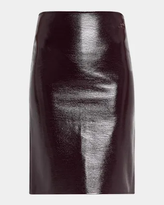 Courr&egrave;ges Shiny Vinyl Knee-Length Skirt