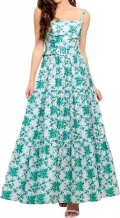 Flying Tomato Caicos Maxi Dress In Off White/ Jade