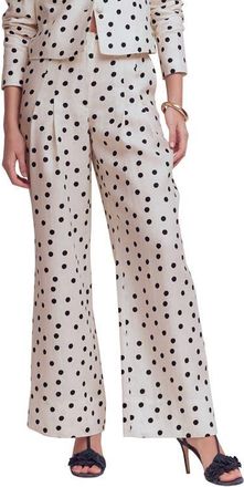 Boden Mayfair Linen Pants in Ivory Painted Dot at Nordstrom, Size 10