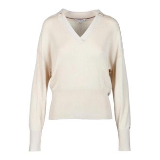 Tommy Hilfiger trui - Dames - V-hals truien - Beige - L - Truien & Vesten