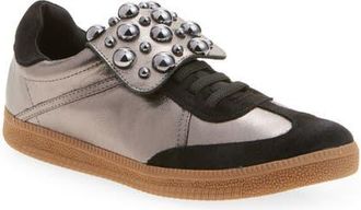 Chocolat Blu Vice Studded Sneaker in Gunmetal Leather at Nordstrom, Size 7.5-8Us