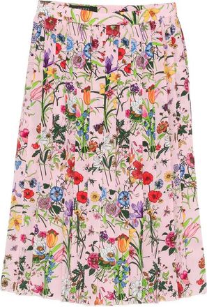 Gucci Flora-print Pleated Midi Skirt