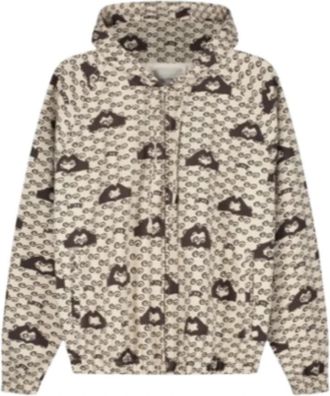 Arte Hartprint Hoodie Jas - Heren - Zomerjassen - Beige - L - Katoen - Jassen