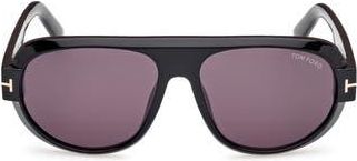 Tom Ford Blake 59mm Pilot Sunglasses in Shiny Black /Smoke at Nordstrom Rack