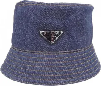 Prada Pre-owned Accessories, female, Blue, Size: ONE SIZE Pre-owned Denim Hat