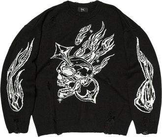 Thug Club Chrome Skull Knit Sweater Black TC26KN0602