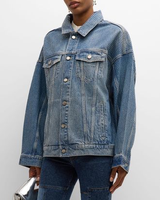 Marc Jacobs Crystal Denim Oversized Trucker Jacket